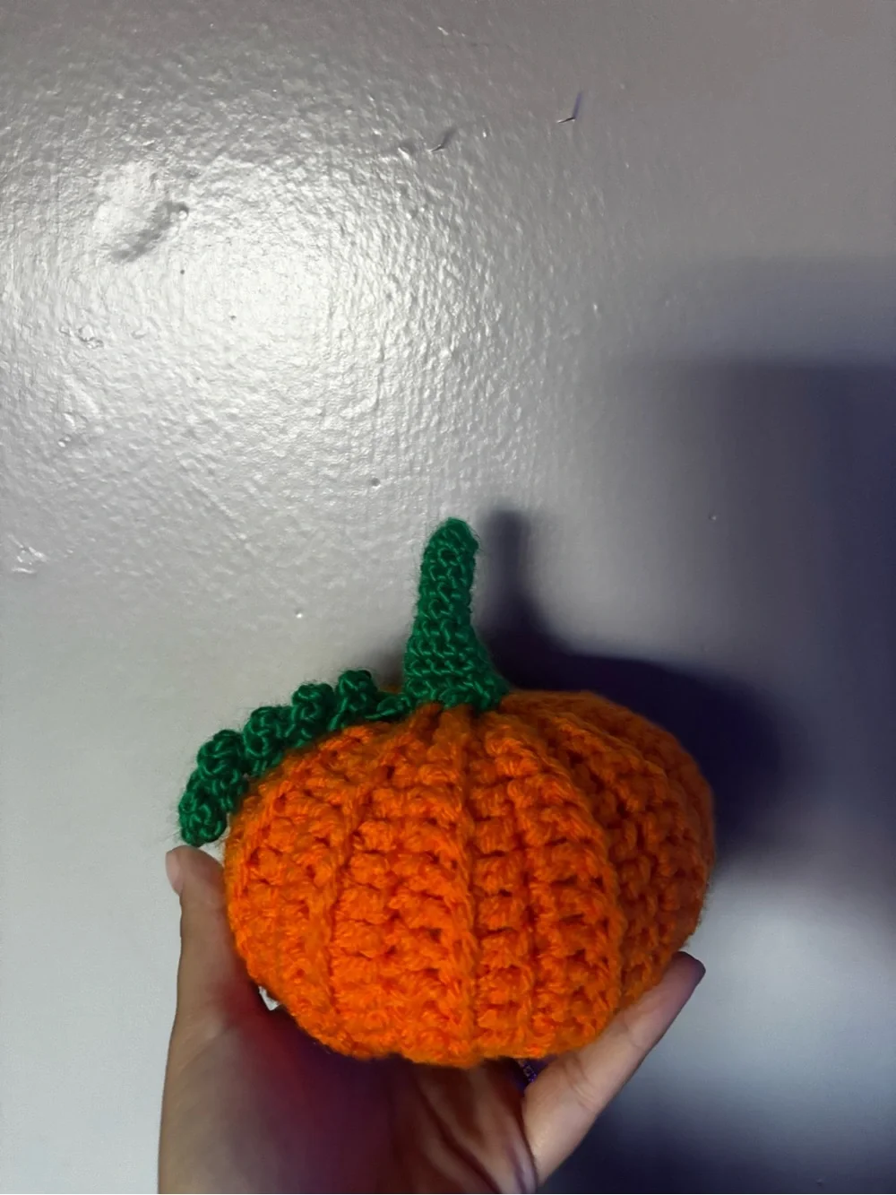 Handmade Orange Crochet Pumpkin with Green Stem - Home Accents